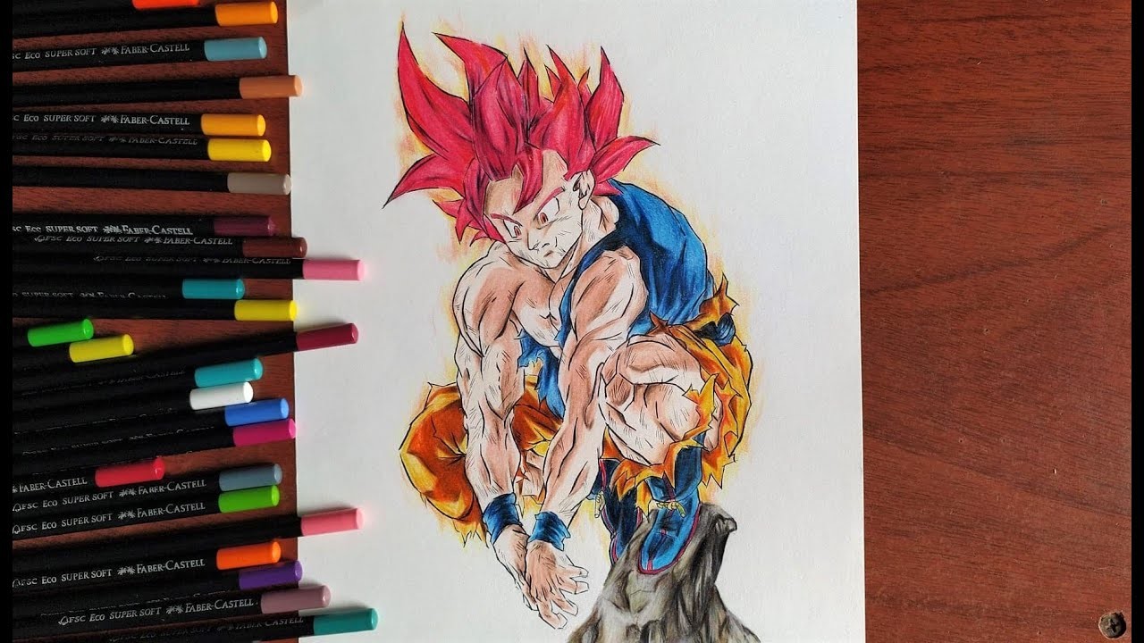 COMO DIBUJAR A GOKU SSJ DIOS ROJO