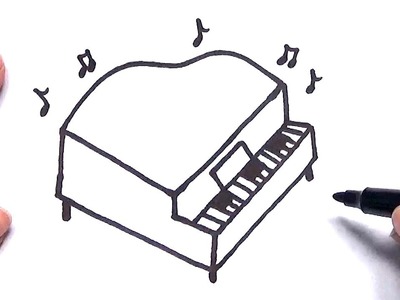 Cómo dibujar un piano fácil paso a paso para niños