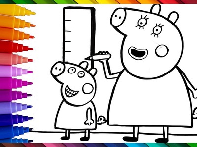 Dibuja y Colorea A Mamá Pig Medindo A Altura De Peppa Pig ????????✍️ Dibujos Para Niños