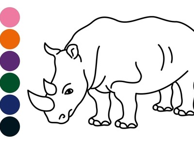 RINOCERONTE dibujar y colorear para niños - Dibujar animales con Burgmuller