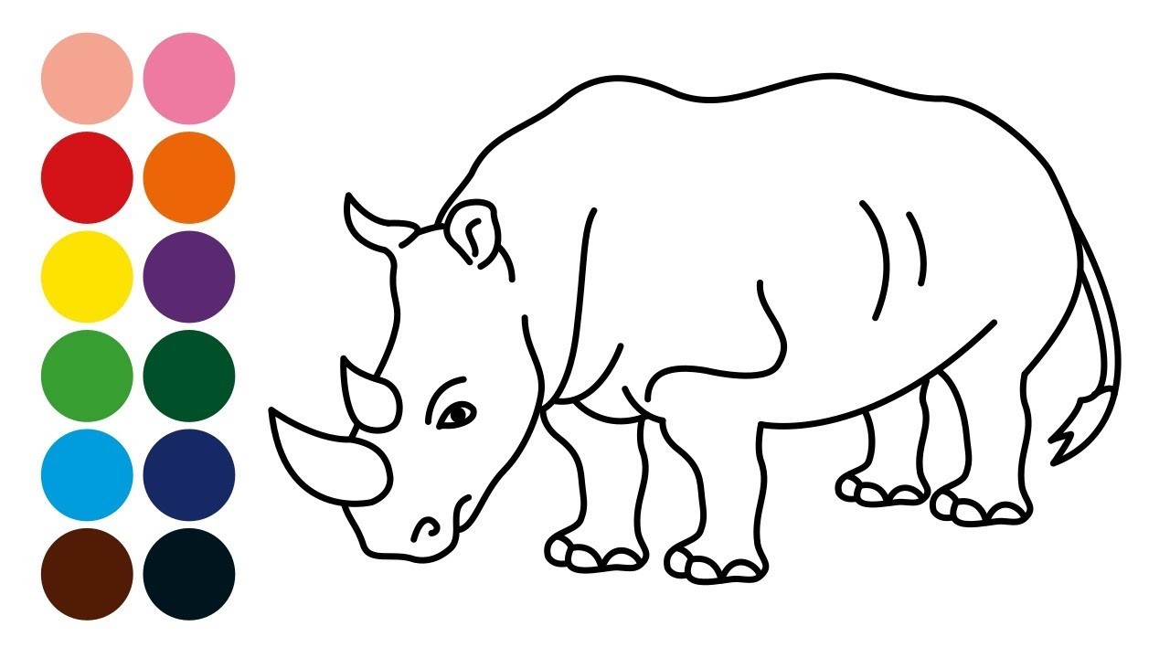 RINOCERONTE dibujar y colorear para niños - Dibujar animales con Burgmuller