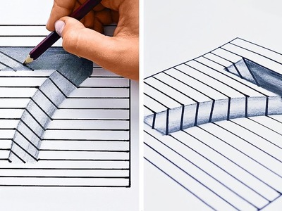 Trucos fáciles de dibujo en 3D || Cómo dibujar en perspectiva para principiantes