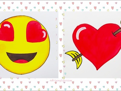 Como dibujar emoji enamorado y corazón | Draw and Paint emoji