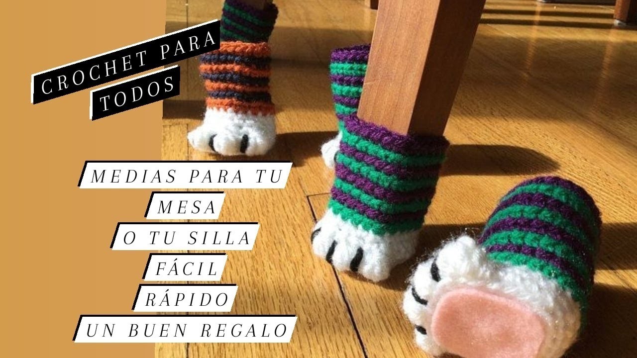 ✌Como Tejer Medias Para Tu Mesa o Silla A Crochet. Fácil Y RÁPIDO.