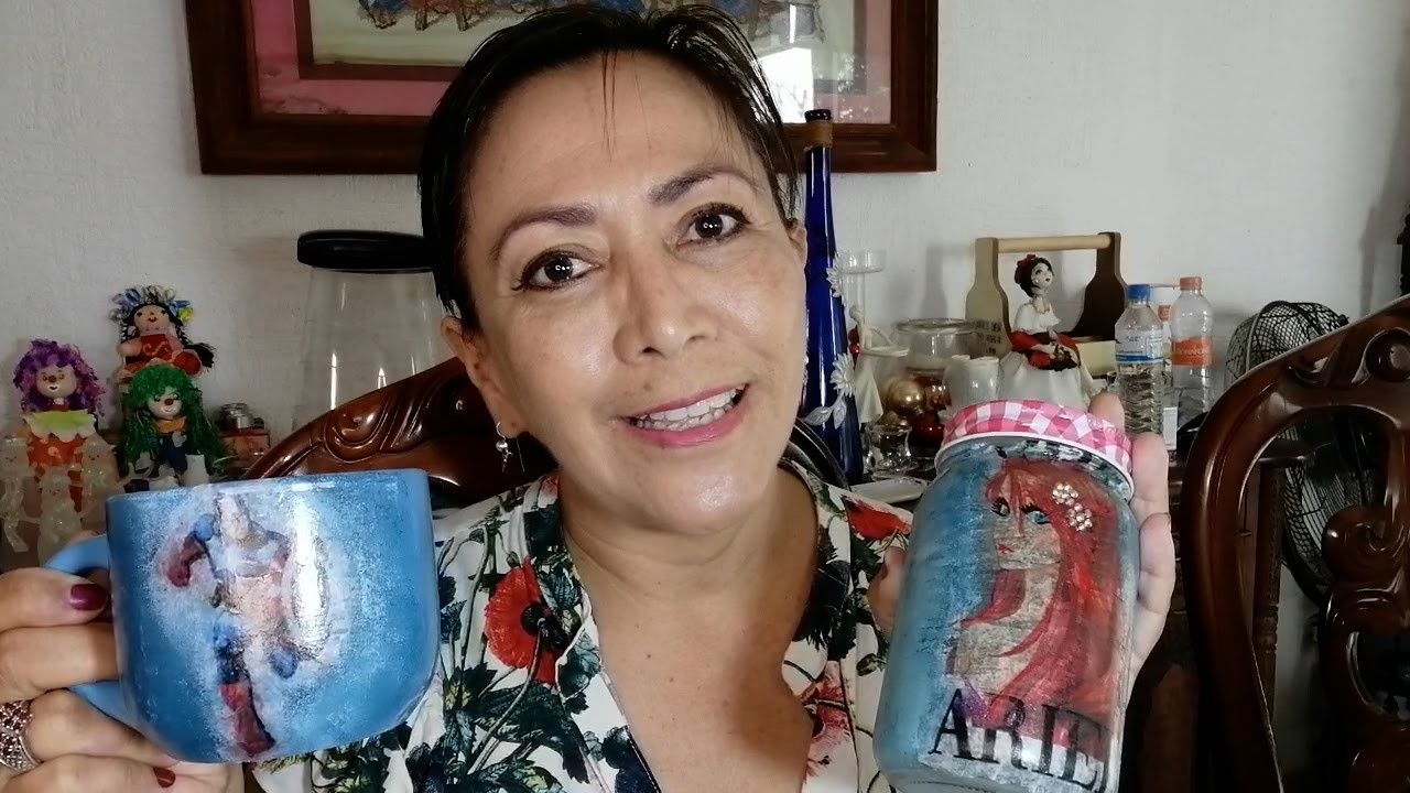 DECOUPAGE EN TAZA Y TARRO (LAVABLES)