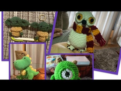 Lechuza Hedwig, crochet mini Yodas, mostruos SA, T-Rex etc