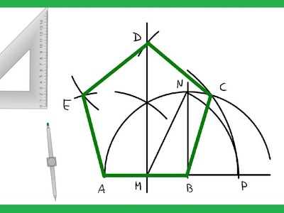 Pentágono regular dado el lado: cómo dibujar paso a paso