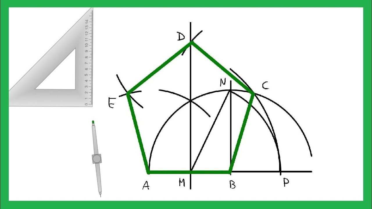 Pentágono regular dado el lado: cómo dibujar paso a paso