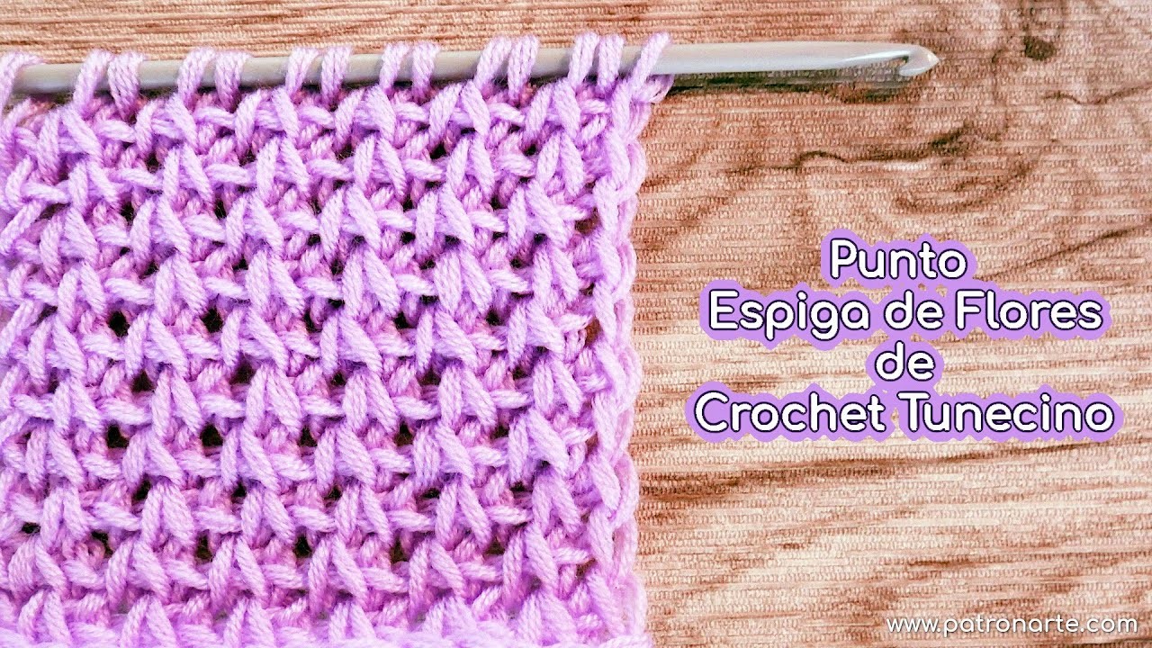 Cómo Tejer el Tunecino Espiga de Flores de Crochet Tunecino Paso a Paso