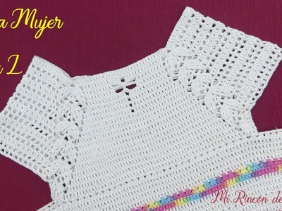 Blusa Verano Mujer a Crochet (Ganchillo) Talla L Tutorial Paso a paso. Parte 2 de 2.