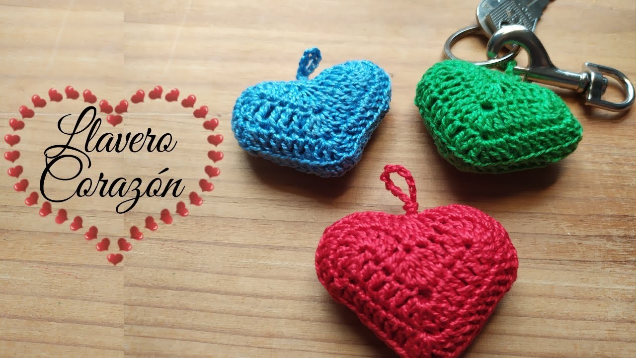 Como tejer muy fácil llavero corazón (Crochet-Ganchillo)