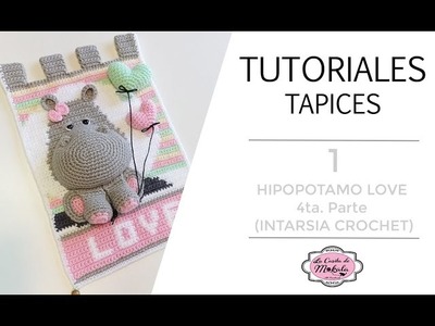 ???? TUTORIAL TAPIZ HIPOPÓTAMO LOVE | Amigurumi HIPPO Wall Hanging | Intarsia Crochet | (4.4)