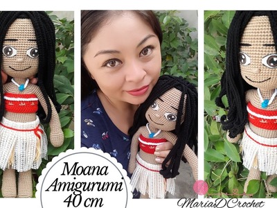 Amigurumi Moana a crochet 40 cm | 2da parte cabeza, cabello y ropa | MaríaDCrochet