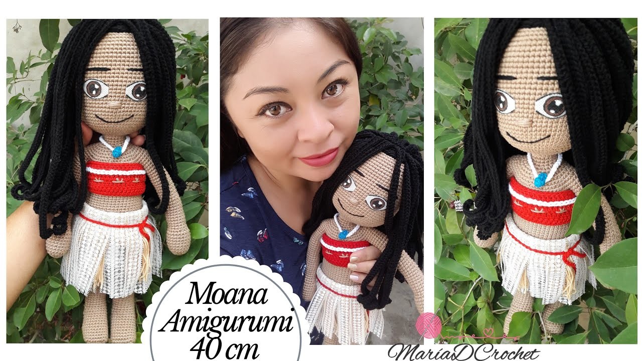 Amigurumi Moana a crochet 40 cm | 2da parte cabeza, cabello y ropa | MaríaDCrochet