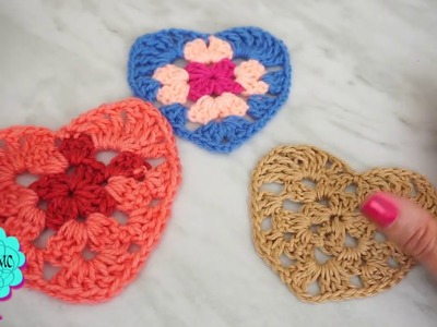 ♥ Corazón a crochet - técnica  granny  square