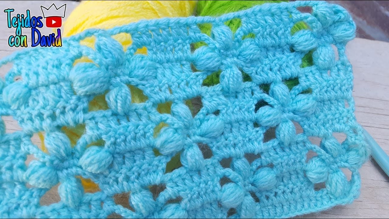 Flores en puntos puff tejido a crochet paso a paso