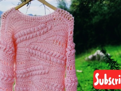 Sweater Rose Peace con espigas a Crochet ( Parte 1 de 2)
