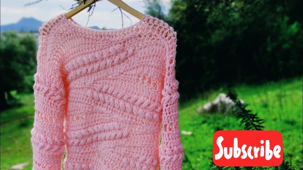 Sweater Rose Peace con espigas a Crochet ( Parte 1 de 2)