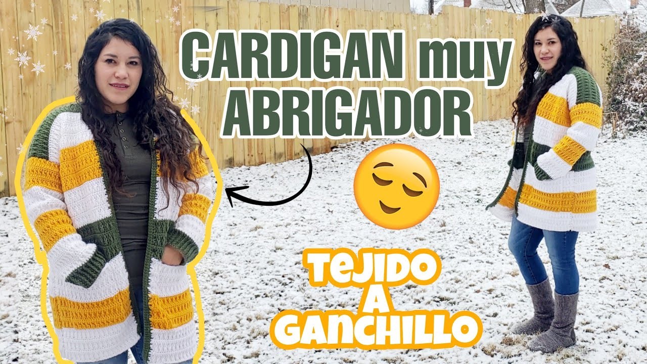 Tutorial paso a paso de un HERMOSO Cardigan abrigador. TEJIDO A GANCHILLO ( TODAS LAS TALLAS)