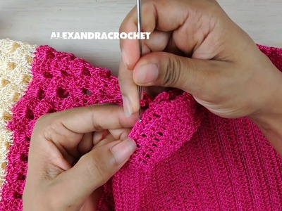 Crochet Vestido para Mujer paso A paso EN TONO ROSADO Y CREMA  PARTE 3