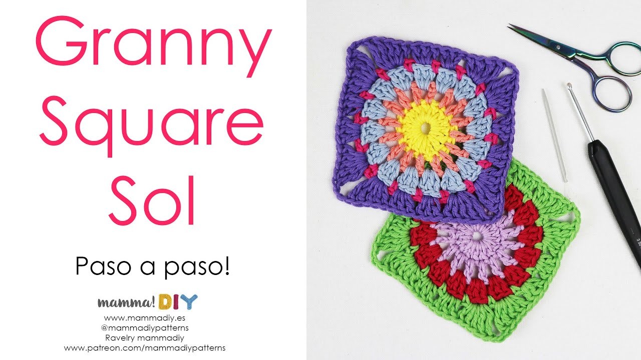 Granny Square Sol 2 Crochet por Cecilia Losada de Mamma Do It Yourself