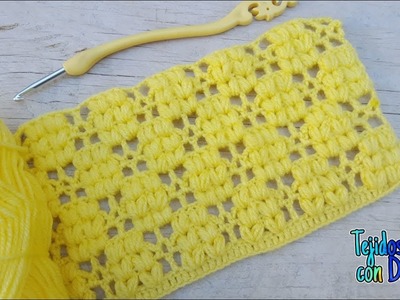 Combinación de puntos puff en trenzas a crochet paso a paso