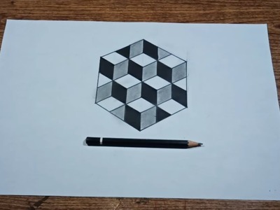 Cara menggambar ilusi optik mudah step by step | gambar 3 dimensi