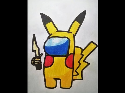 COMO DIBUJAR A Pikachu de Pokemon en AMONG US PASO A PASO | how to draw among us | POKEMON