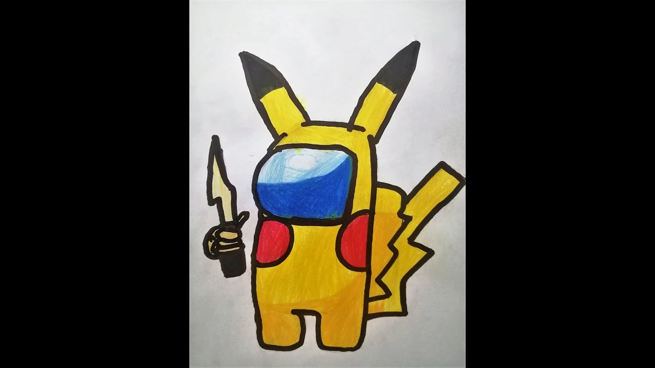 COMO DIBUJAR A Pikachu de Pokemon en AMONG US PASO A PASO | how to draw among us | POKEMON