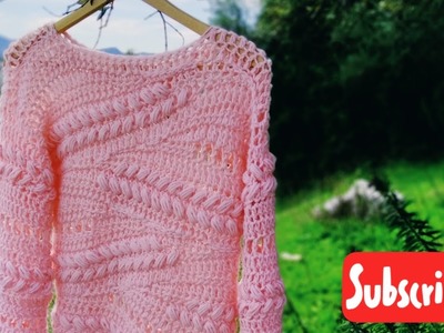 Sweater Rose Peace con Espigas a Crochet ( Parte 2 de 2)