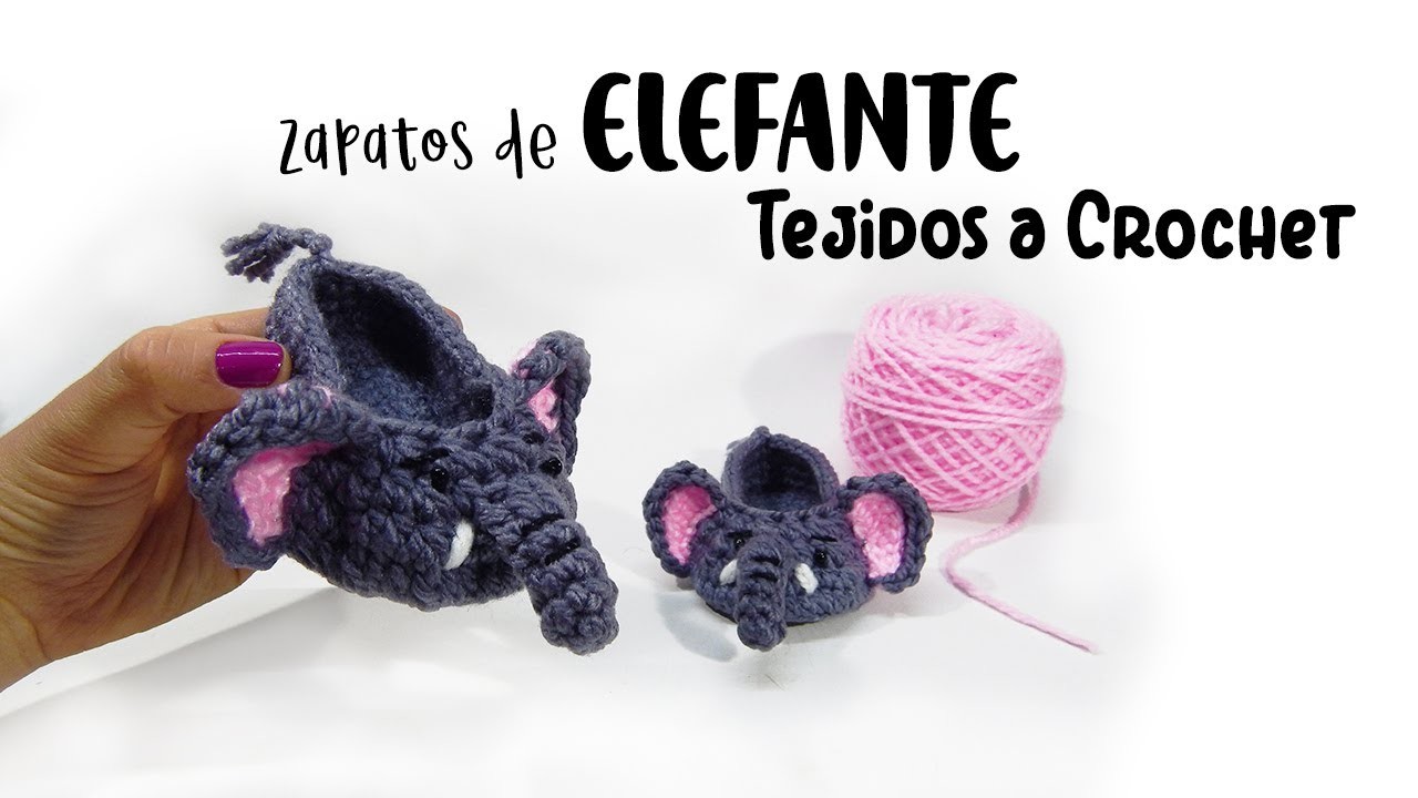 Zapatos de ELEFANTE  tejidos a crochet - TEJIDOS PARA BEBE