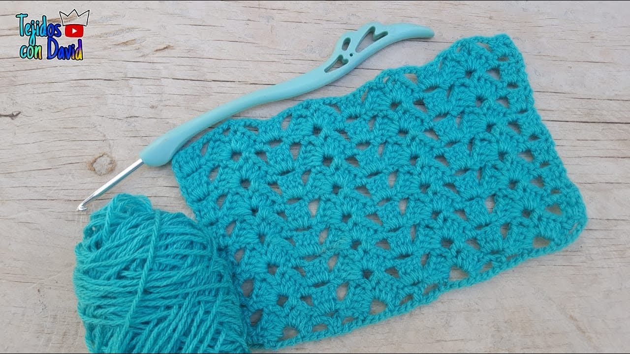 Combinación de puntos altos inclinados tejido a crochet paso a paso