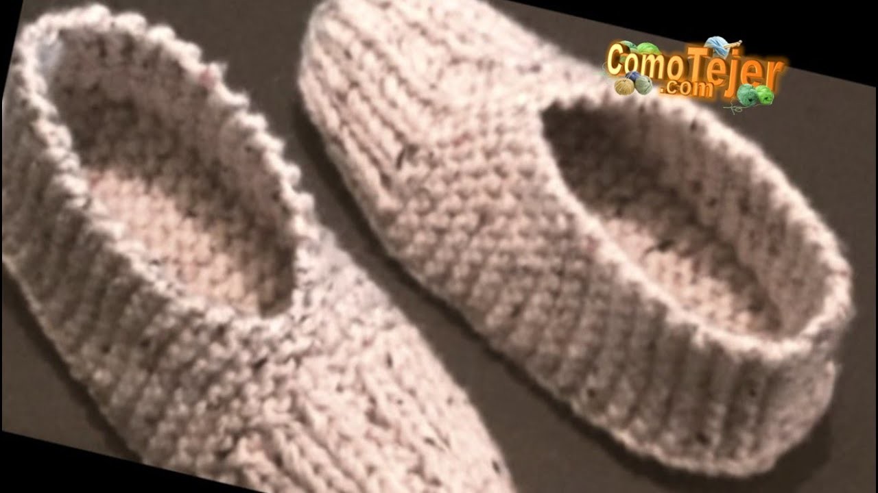 Pantuflas Fáciles. Principiantes. Easy Slippers Knitting Pattern  2 agujas, tricot, palillos (842)