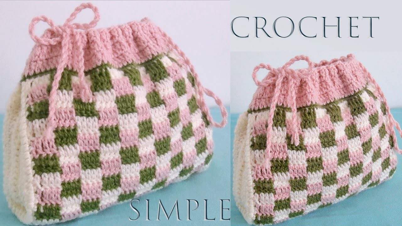 Bolso Muy Fácil a Crochet Punto Cuadros de colores tejido con ganchillo para principiantes