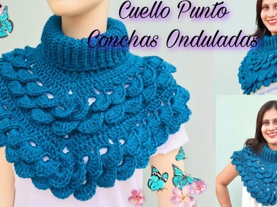Cuello Punto Conchas Onduladas Tejido en Crochet Demasiado Bello Bufanda Moderna ????????❤️