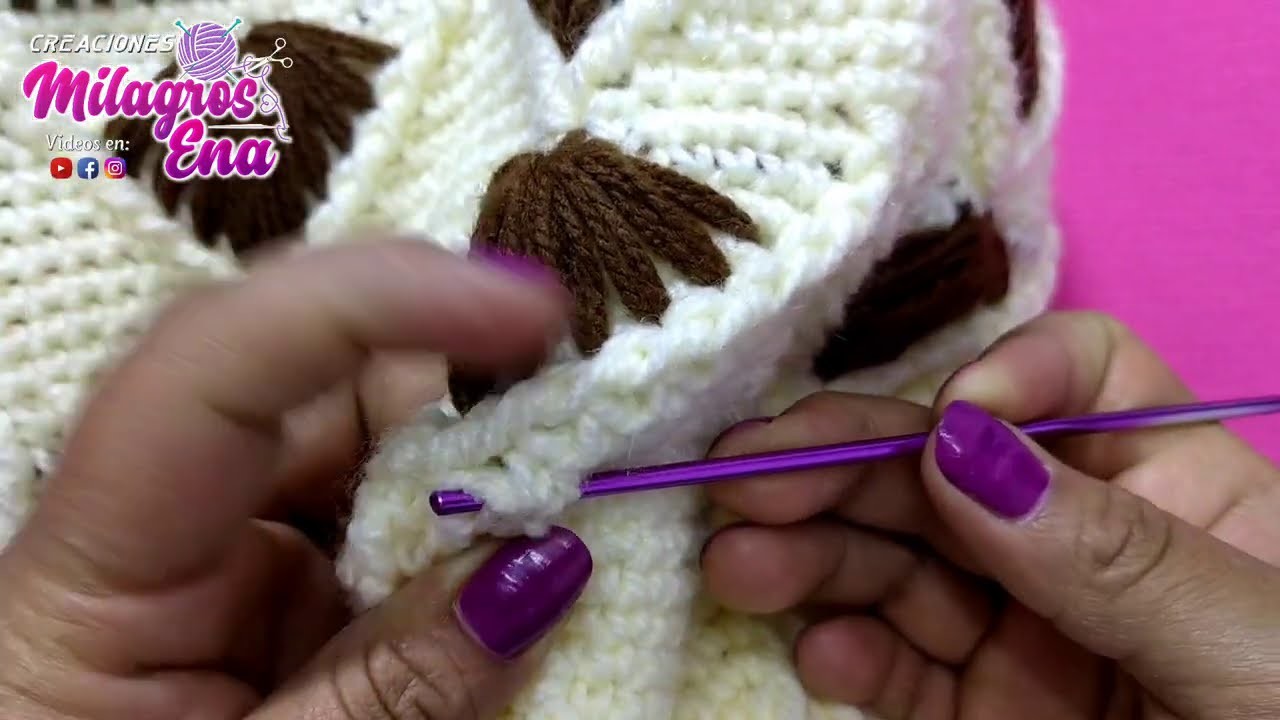 Gorro N°36 tejido a crochet en punto diamante con pompón de peluche para bebés, niñas y damas