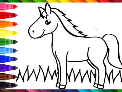 Cómo Dibujar Un Caballo ???? Dibuja y Colorea Un Lindo Caballo Arcoiris ???? Dibujos Para Niños
