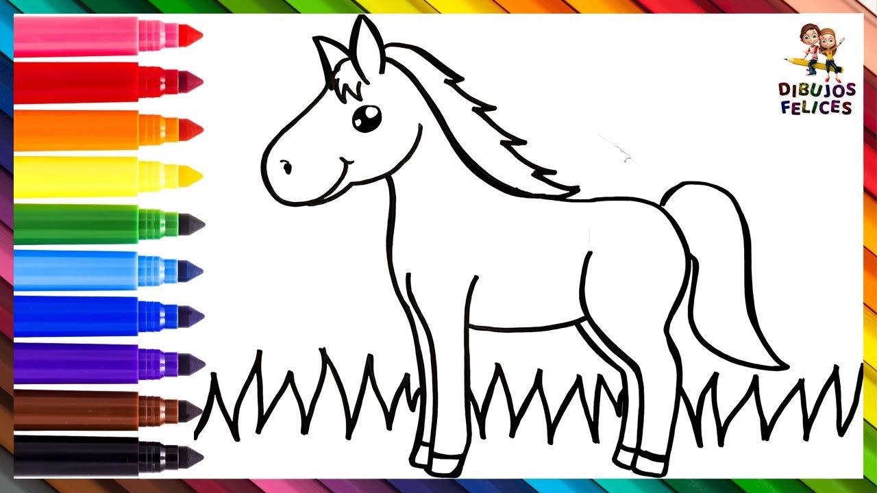 Cómo Dibujar Un Caballo ???? Dibuja y Colorea Un Lindo Caballo Arcoiris ???? Dibujos Para Niños