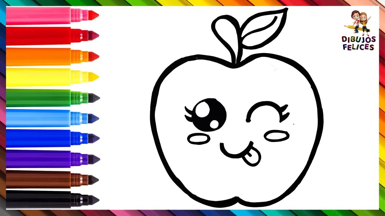 Cómo Dibujar Una Manzana ???? Dibuja y Colorea Una Linda Manzana Arcoiris ???? Dibujos Para Niños