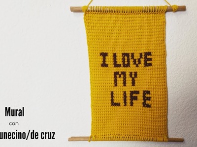 Como tejer Mural con punto tunecino y punto de cruz (Crochet-Ganchillo)