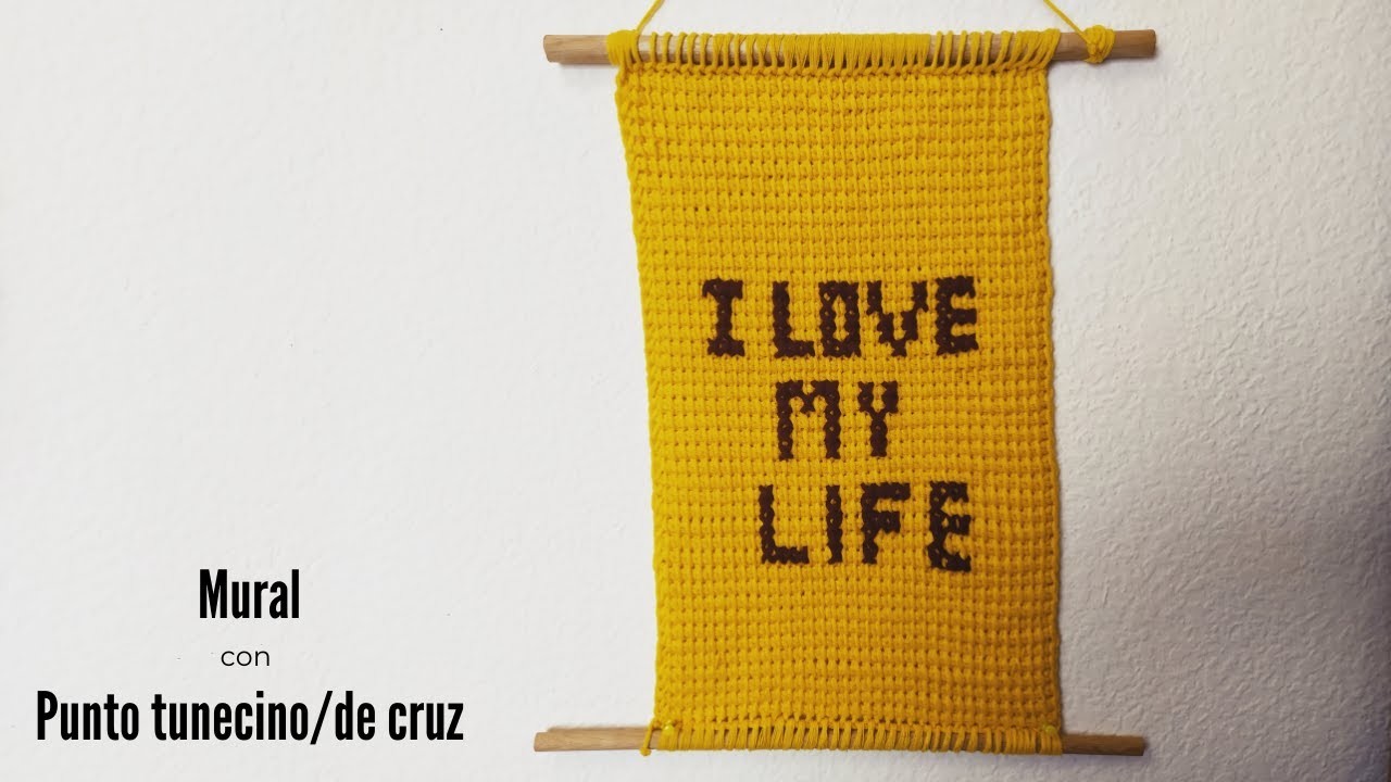Como tejer Mural con punto tunecino y punto de cruz (Crochet-Ganchillo)