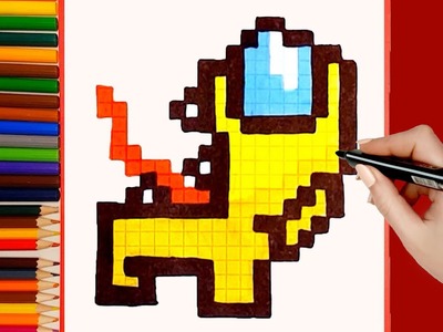 Como dibujar AMONG US impostor personaje  Pixel Art  #Shorts
