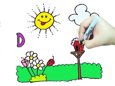 Como dibujar UN DIA - Dibujos con la letra D paso a paso y muy Fácil