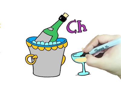 Como dibujar UNA CHAMPAÑA - Dibujos con la letra CH paso a paso y muy Fácil