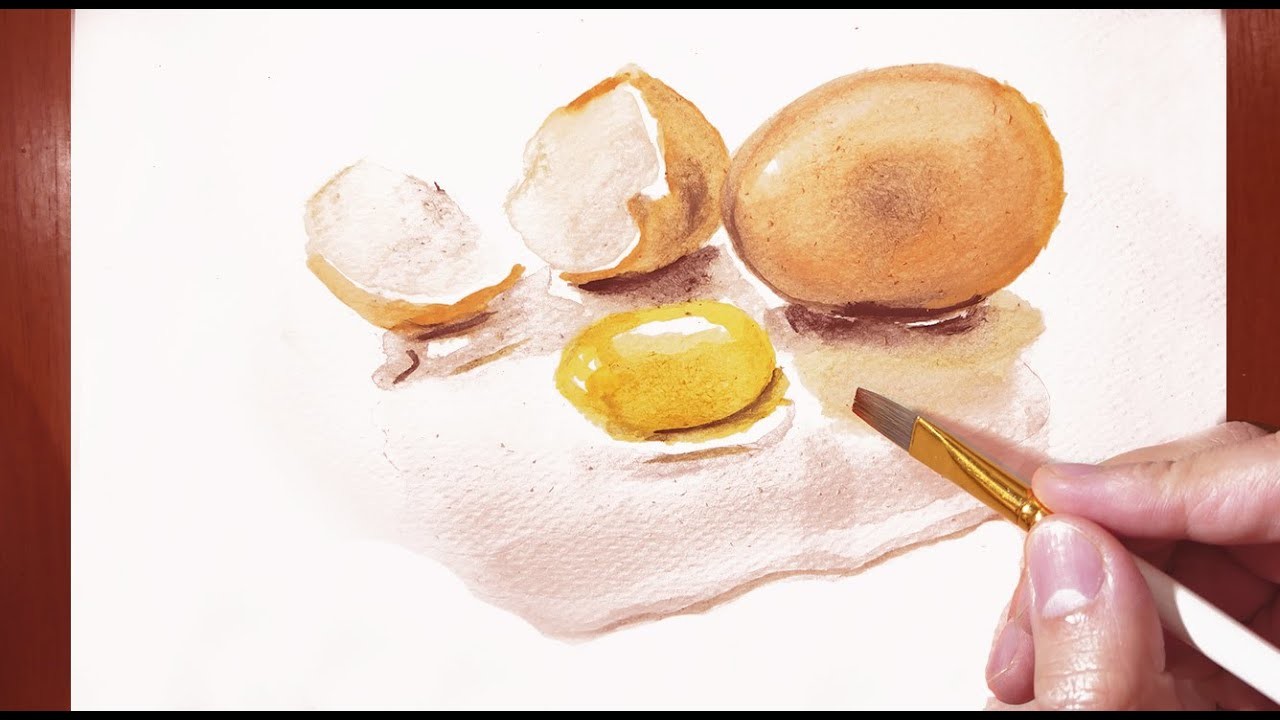 Cómo pintar un huevo roto con acuarelas fácil paso a paso explicado
