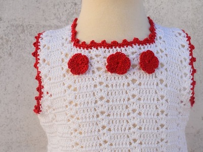 Como hacer un vestido de niña a crochet con dos piezas y muy fácil. Todas las tallas . Con graficos