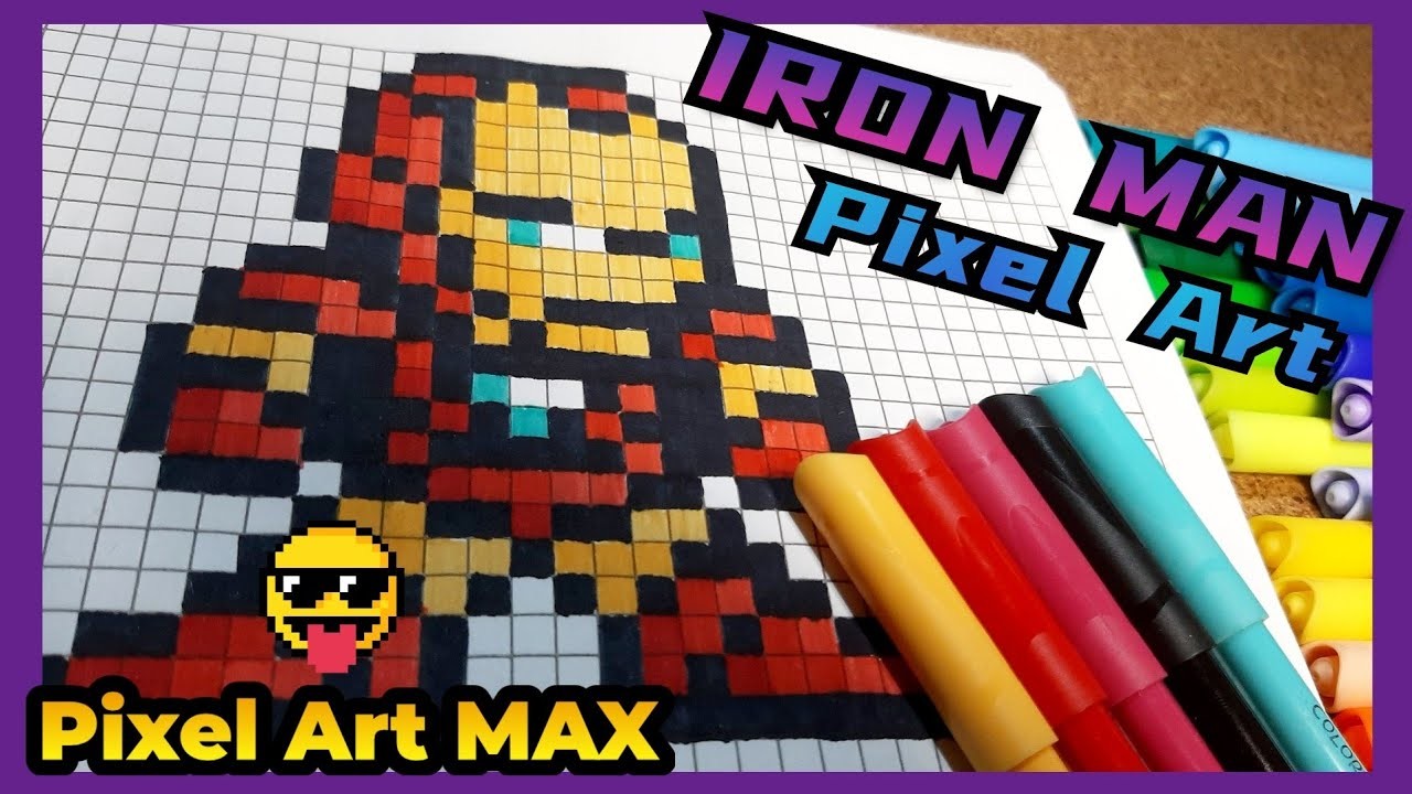 IRON MAN | Como dibujar Pixel Art AVENGERS