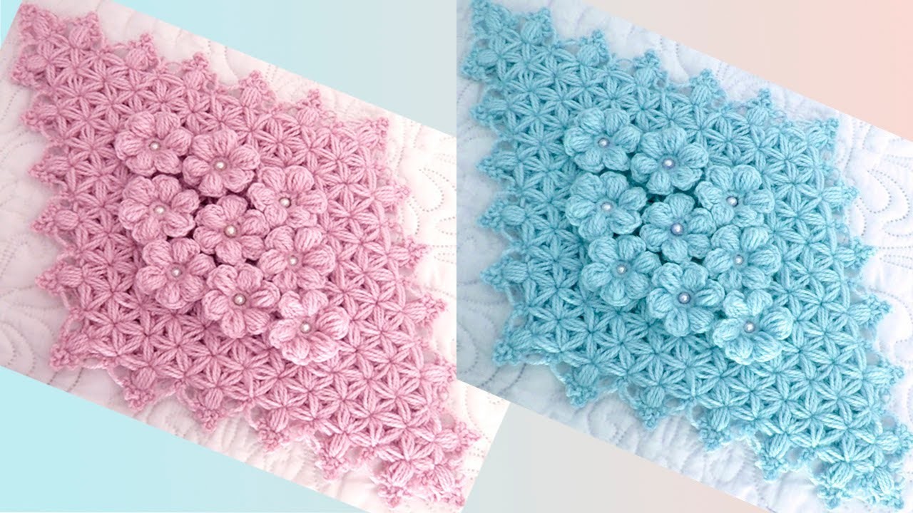 Centro de mesa a Crochet diamante rosa Punto jardín de flores 3D tejido con ganchillo