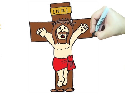Como dibujar a JESUS CRUCIFICADO - Dibujos para SEMANA SANTA MUY FACIL