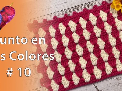 Como hacer un PUNTO en DOS Colores en Crochet # 10 (Paso a Paso)